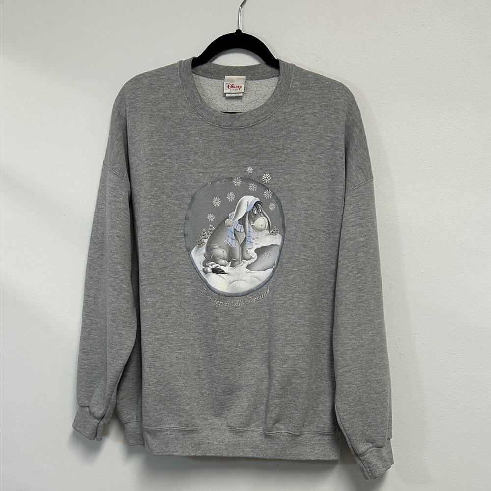 Disney Store VTG Eeyore Holiday Graphics Womens Size 2XL Roomy Grey Sweatshirt